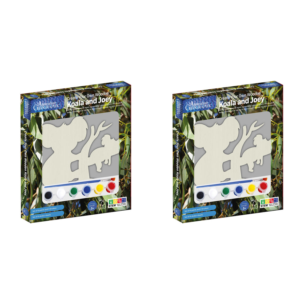 2PK Australian Geographic Create Your Own Wooden Koala and Joey Kids Toy 3+