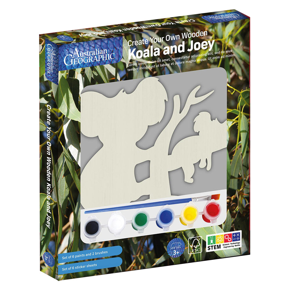 2PK Australian Geographic Create Your Own Wooden Koala and Joey Kids Toy 3+