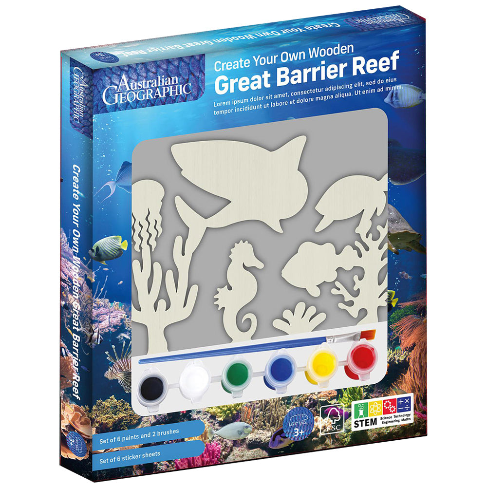 2PK Australian Geographic Create Your Own Wooden Great Barrier Reef Kids Toy 3+