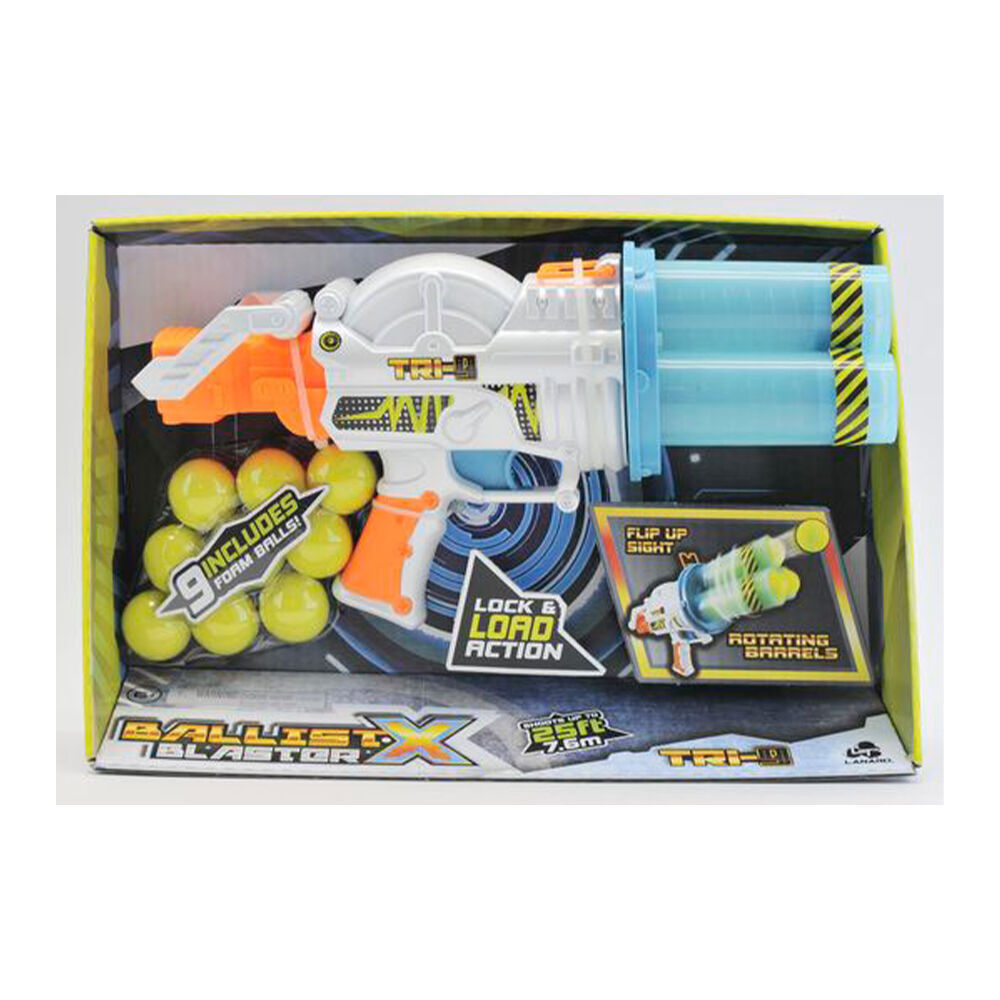 2PK Ballist-X Tri Blaster Rotating Barrels Kids Nerf Gun Toy w/ 9 Foam Balls 6y+