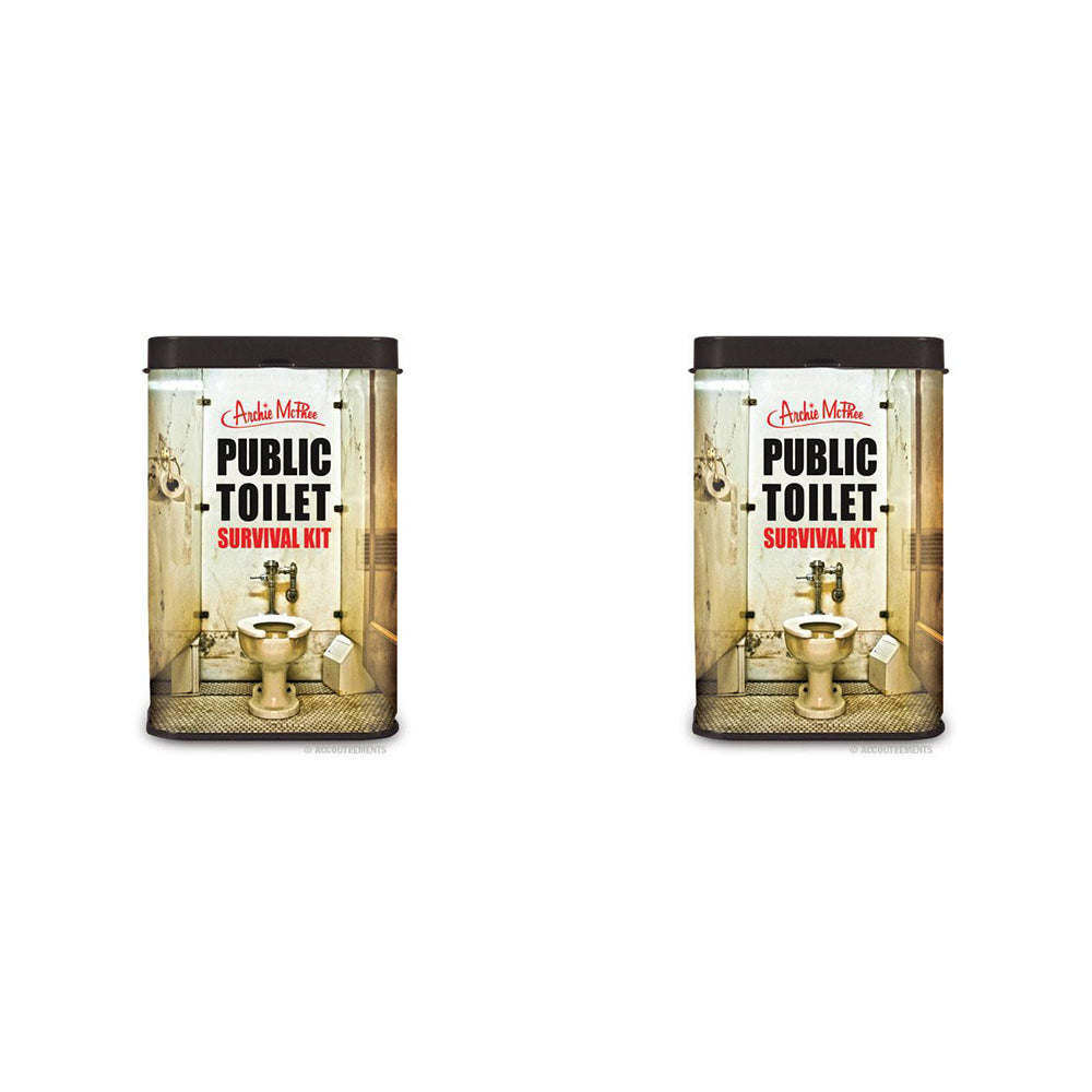 2PK Archie McPhee Public Toilet Survival Kit Toilet Seat Cover/Wipes