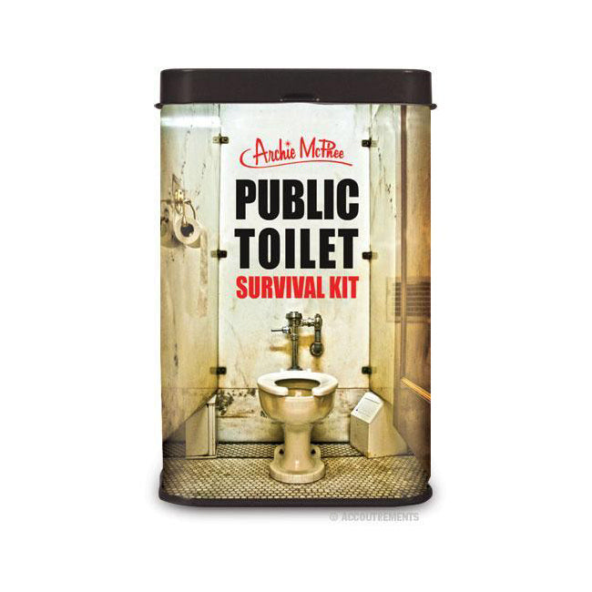 2PK Archie McPhee Public Toilet Survival Kit Toilet Seat Cover/Wipes