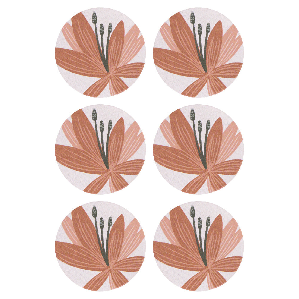 6PK Splosh Amber Garden Flower 10.5cm Ceramic Coaster Round