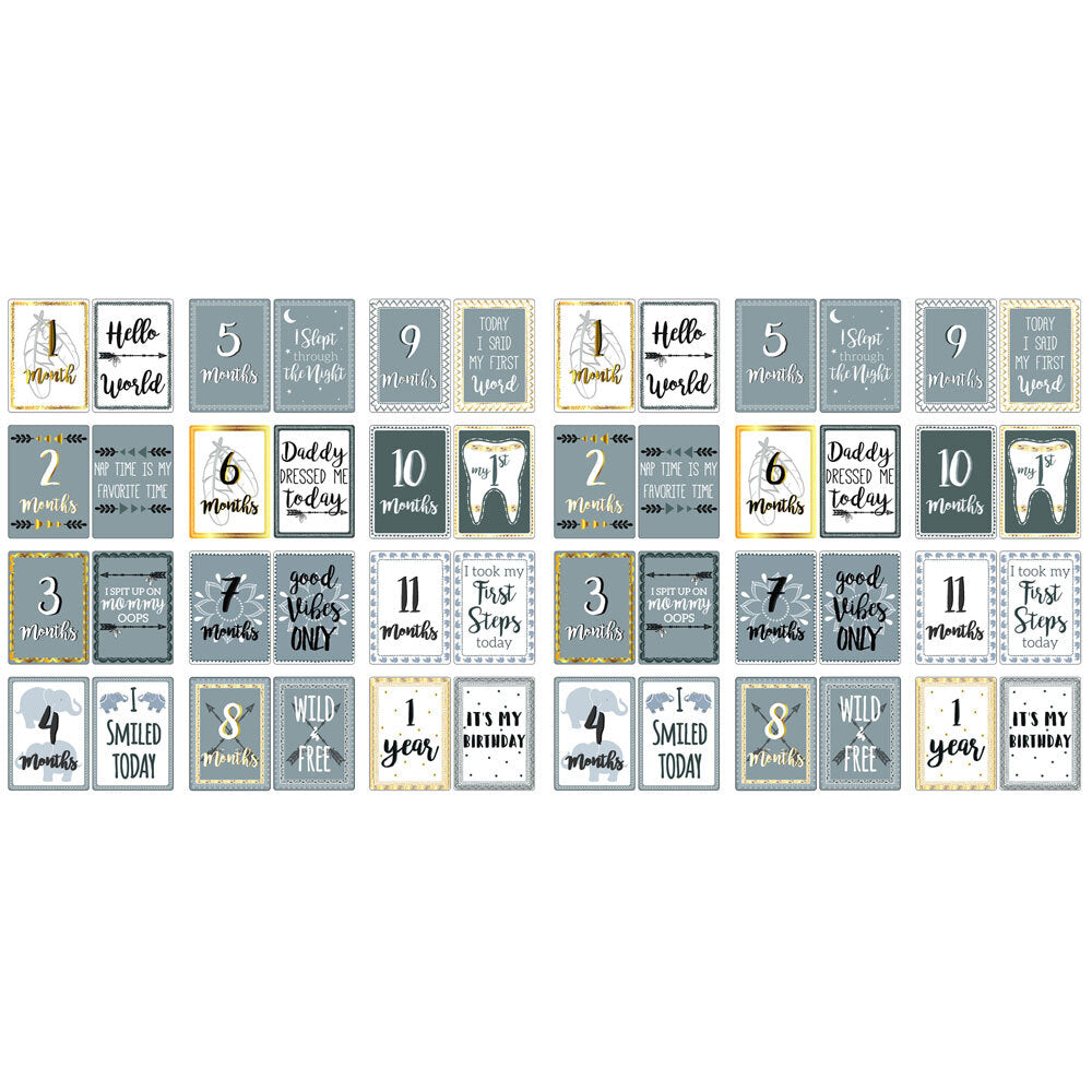 2x 12pc The Peanutshell Boho Reversible Milestone Cards 18cm