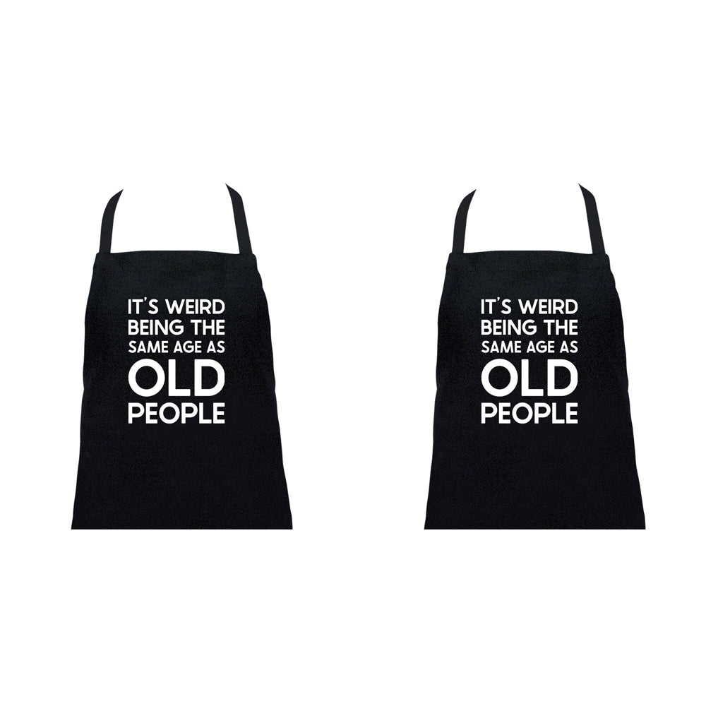 2PK Annabel Trends Screen Print Cotton Apron 60x80cm It's Weird Black
