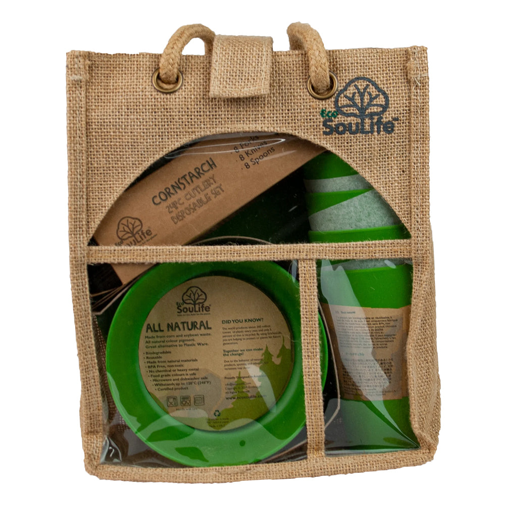 37pc Eco SouLife Reusable Biodegradable All Natural Picnic Set Green