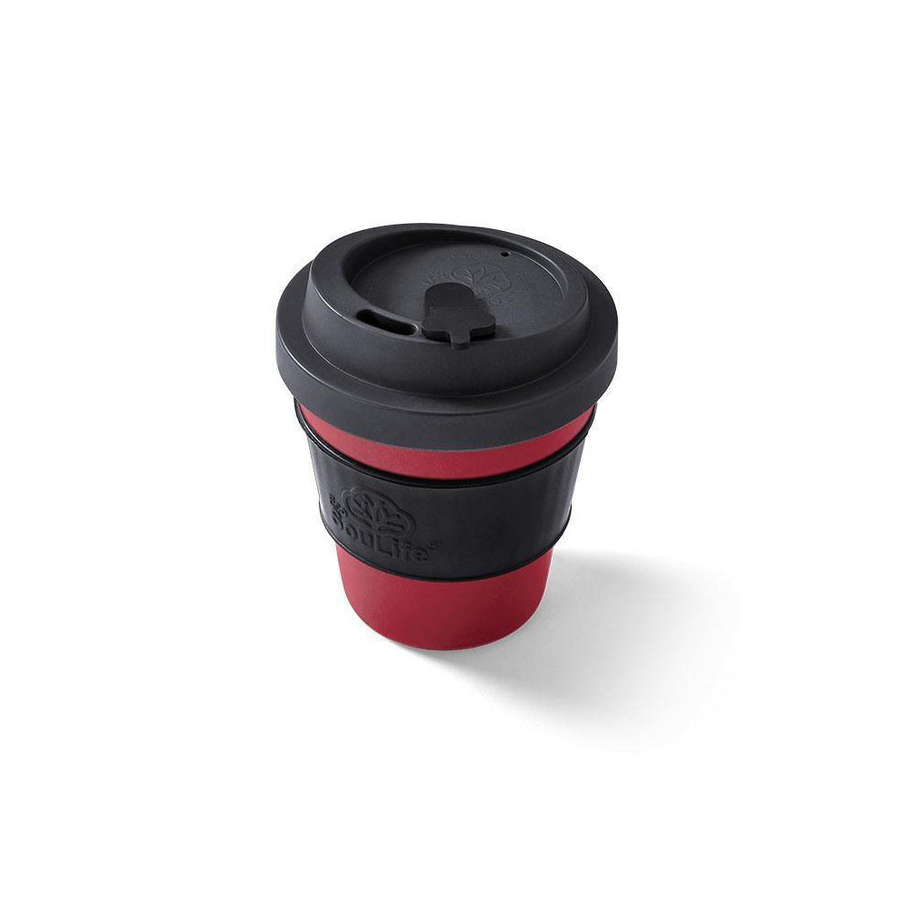 2x 4PK EcoSouLife Reusable Natural Coffee Cup 350ml - Dark Grey/Red