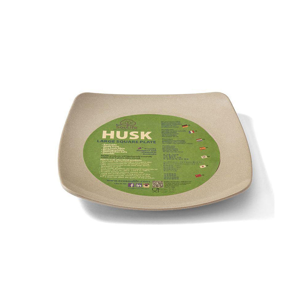 2x 6pc EcoSouLife Rice Husk Large Disposable Square Plate 25cm