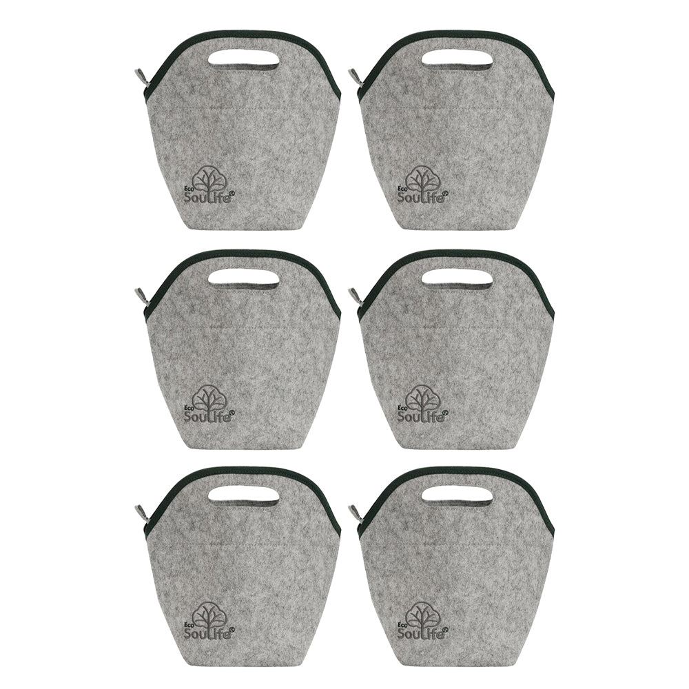3x 2PK EcoSouLife Reusable Insulated Keep Temp Bag/Lunchbag - Grey