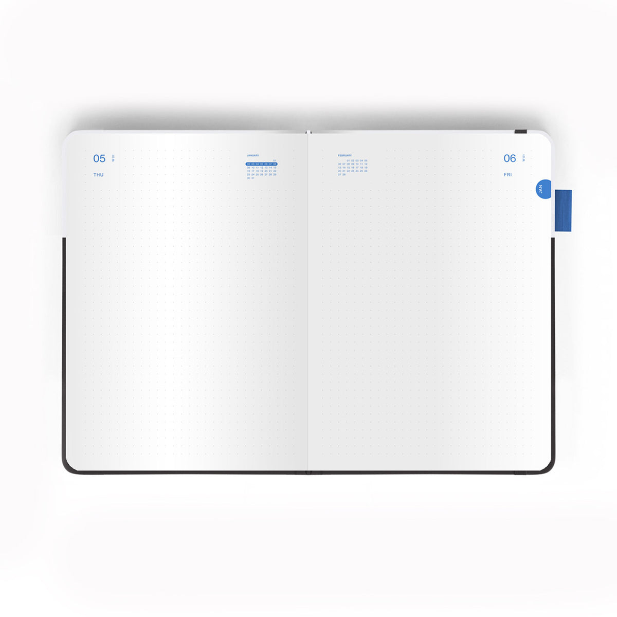 Any Day Now 2024 Daily Freestyler Dot Grid A5 Notebook - Black & Grey