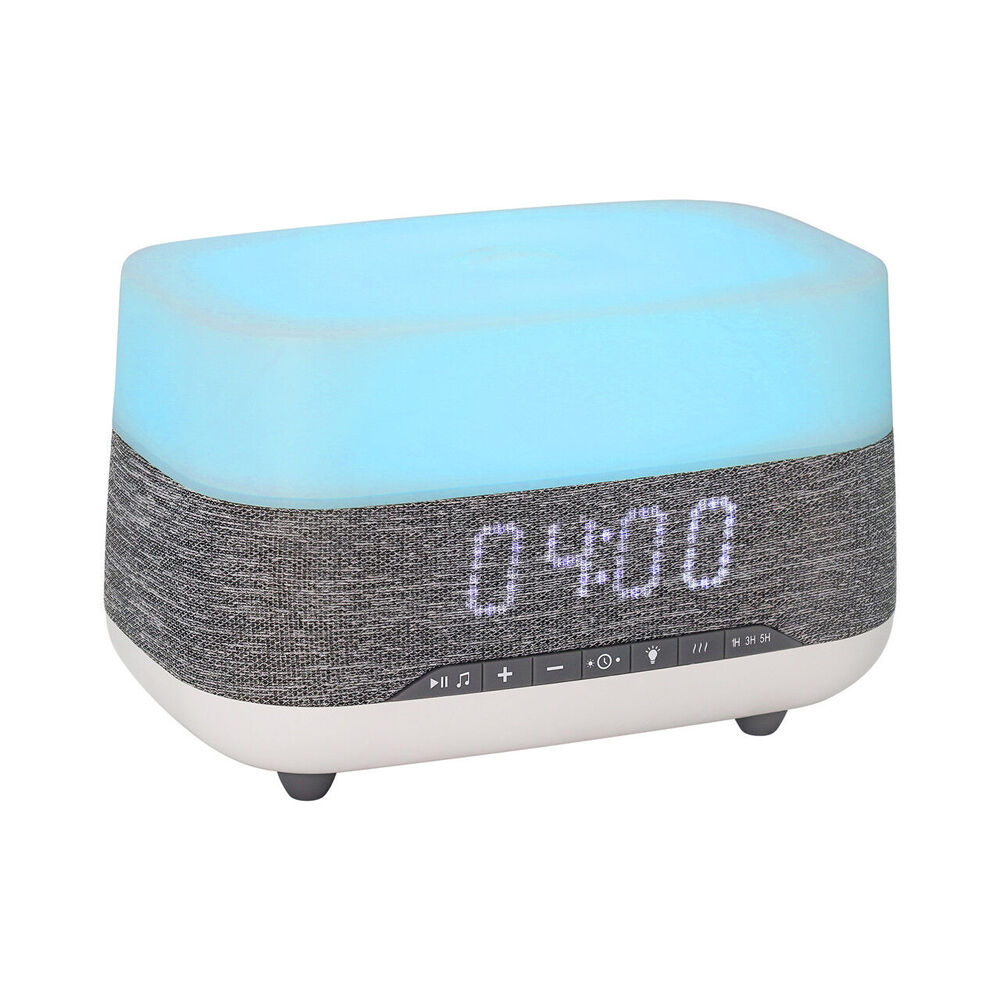 Laser Ambient Diffuser Clock Radio w/ Bluetooth Speaker & LED Light 18.5cm