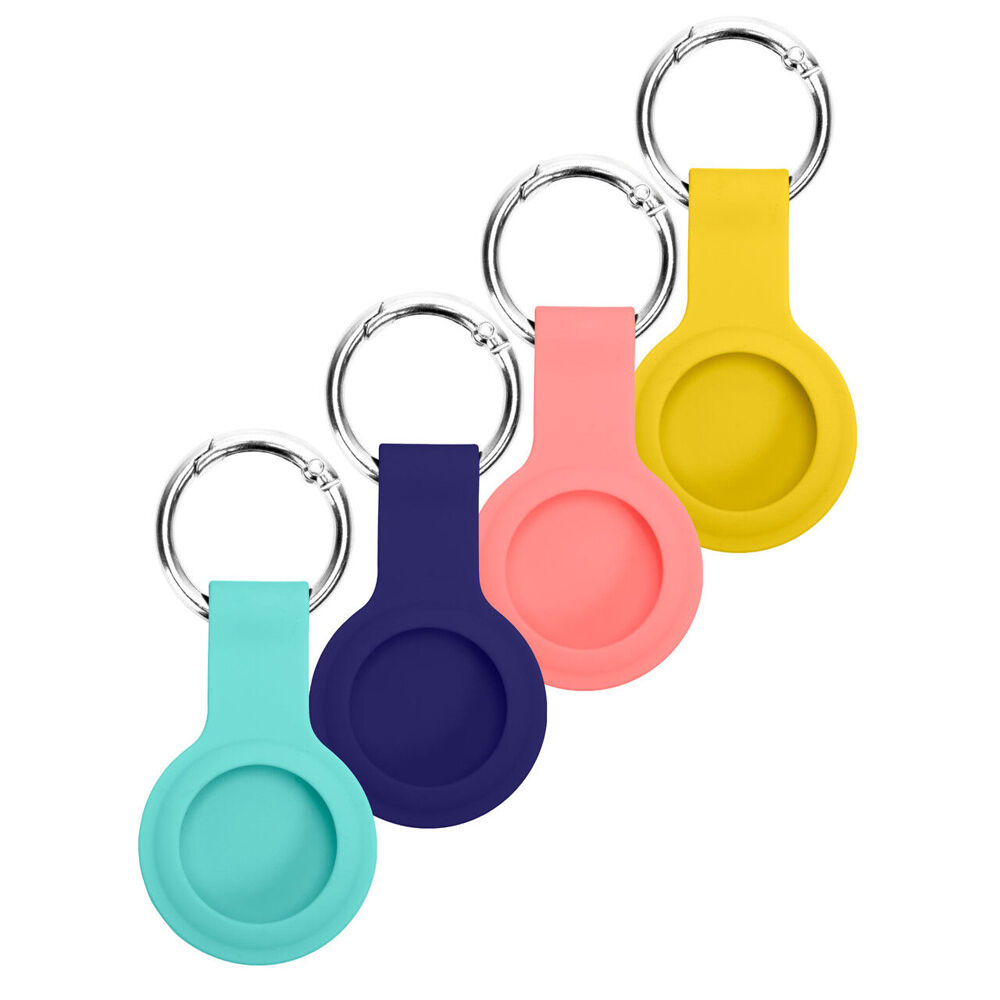 4pc Laser Apple Air Tag Anti-Lost Key Ring Silicone Sleeve Lightweight Portable