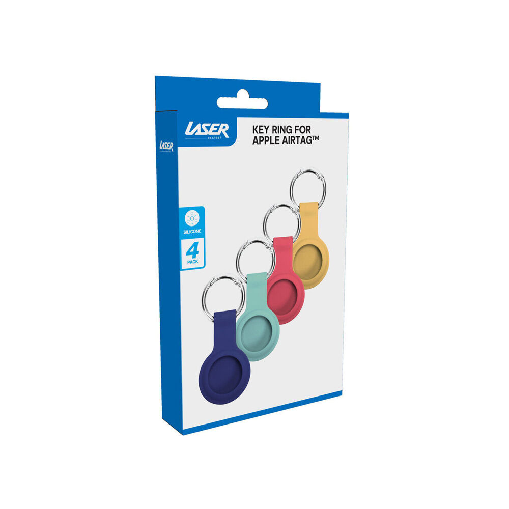 4pc Laser Apple Air Tag Anti-Lost Key Ring Silicone Sleeve Lightweight Portable