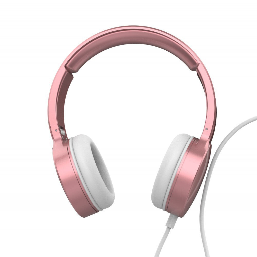 2PK Laser Wired Folding 3.5mm Aux Over-Ear Headphones - Rose Gold