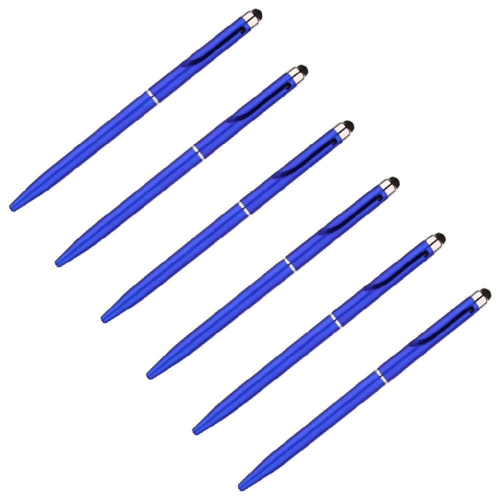 6PK Precision 2-in-1 Stylus & Writing Ballpoint Pen - Blue