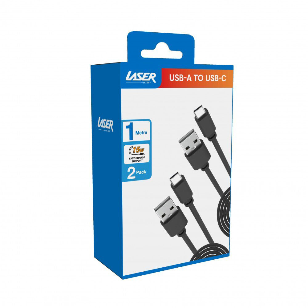 2PK 2PK Laser USB-C to USB-A Fast Charging Cable 1m - Black