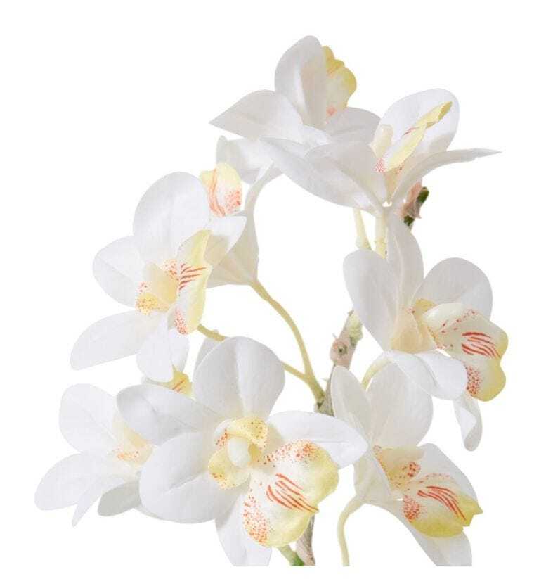 E Style Artificial 48cm Plastic Cymbidium Hybrid Dimple Pot - White