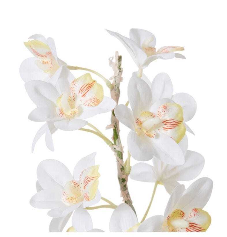 E Style Artificial 54cm Plastic Cymbidium Hybrid Dimple Pot - White