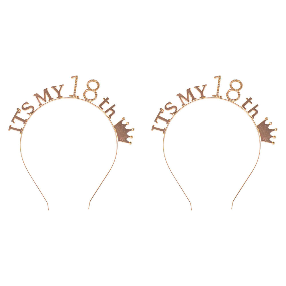 2PK Its My 18th Rose Gold Ladies Head Band Birthday Gift