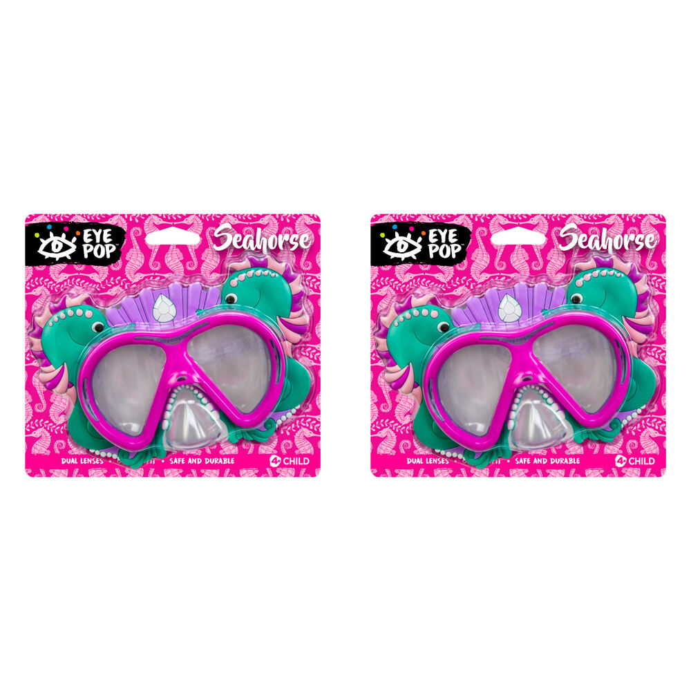 2PK Aqua Leisure Clear Lens Character Swimming Goggle Mask w/ Strap Assorted