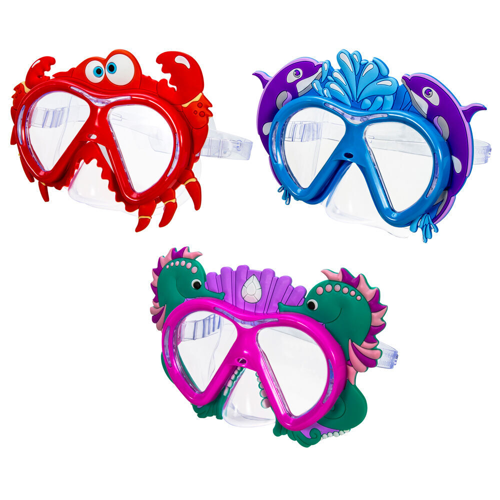 2PK Aqua Leisure Clear Lens Character Swimming Goggle Mask w/ Strap Assorted