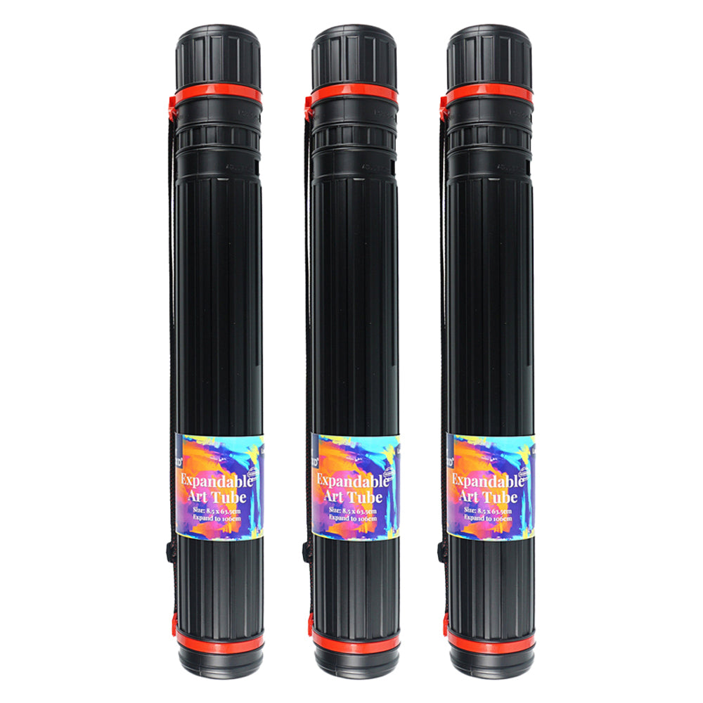 3PK Art Boxd 63.5cm Expandable Poster/Art Tube - Black