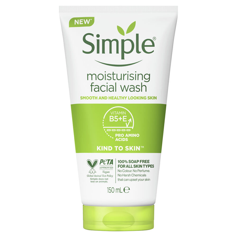 3PK Simple Moisturising Facial Wash For All Skin Types Unscented 150ml