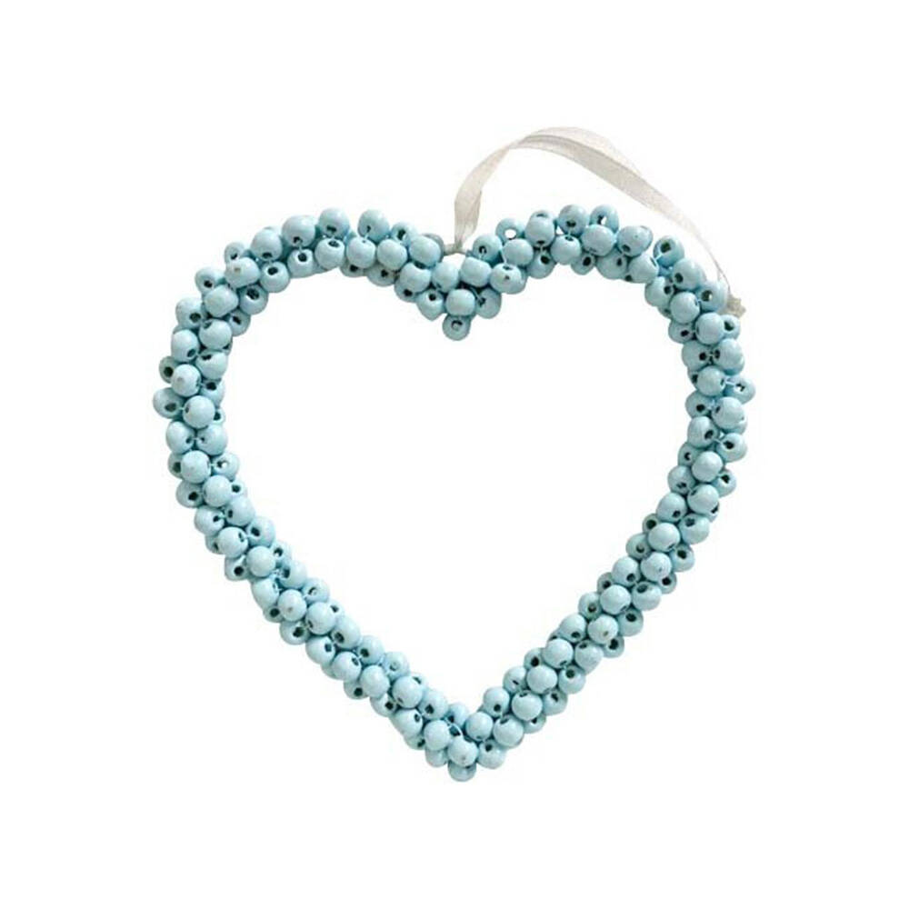 2PK LVD Bead Heart Hanger Wooden Hanging Ornament Decor Blue 17cm