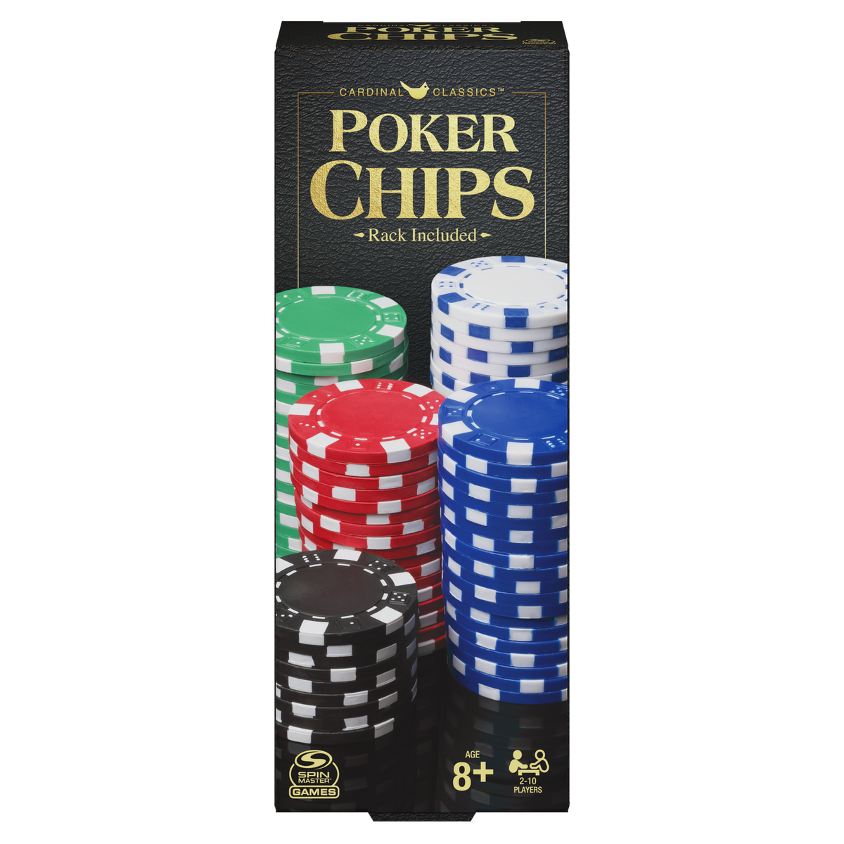 100pc Classic Games 11.5gm Poker Chips w/ Rack 2-10 Player 3+