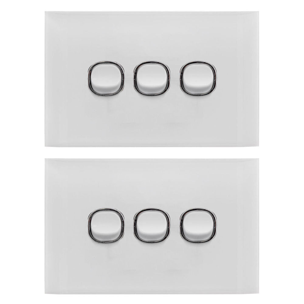 2PK Doss Acrylic Wall Plate 3 Gang Light Switch