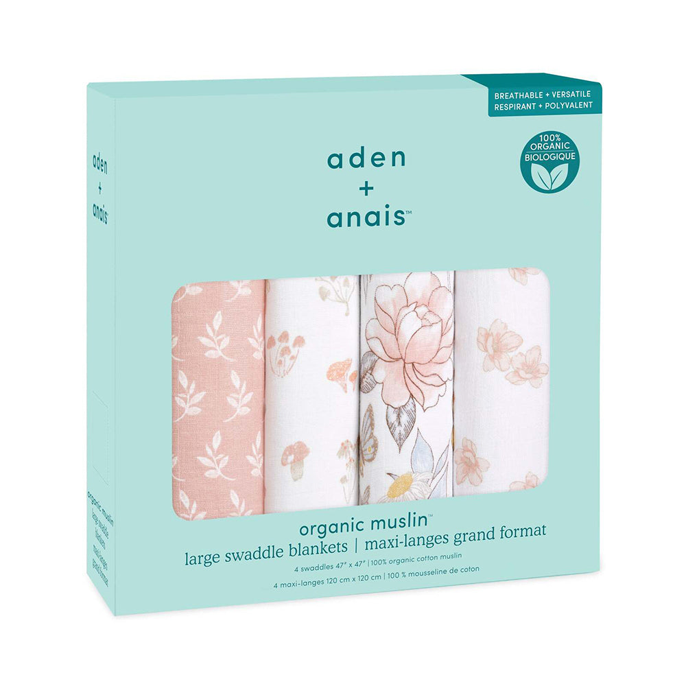 4PK Aden Anais Earthly 120x120cm Organic Muslin Swaddle
