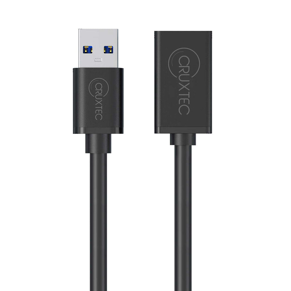 10PK Cruxtec USB-A Male to USB-A Female Extension Cable 2m - Black