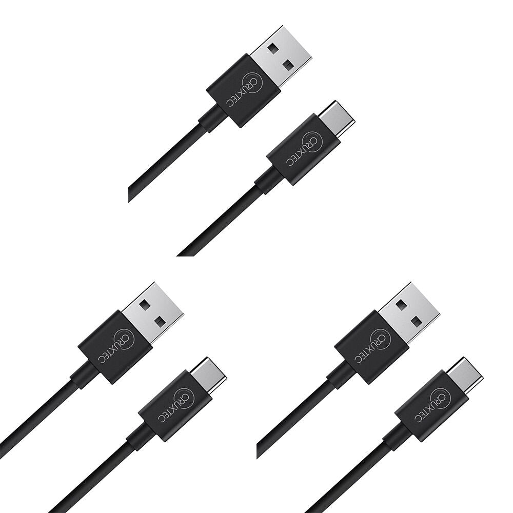 3PK Cruxtec ATC-3A-2MBK 2m USB-A to USB-C Data Sync/Charging Cable 60W Black