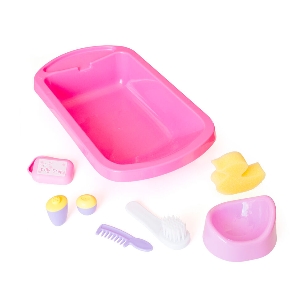 Casdon Baby Bath & Potty Set Role-play Doll Care Toy Kids Toddler 3y+ Pink
