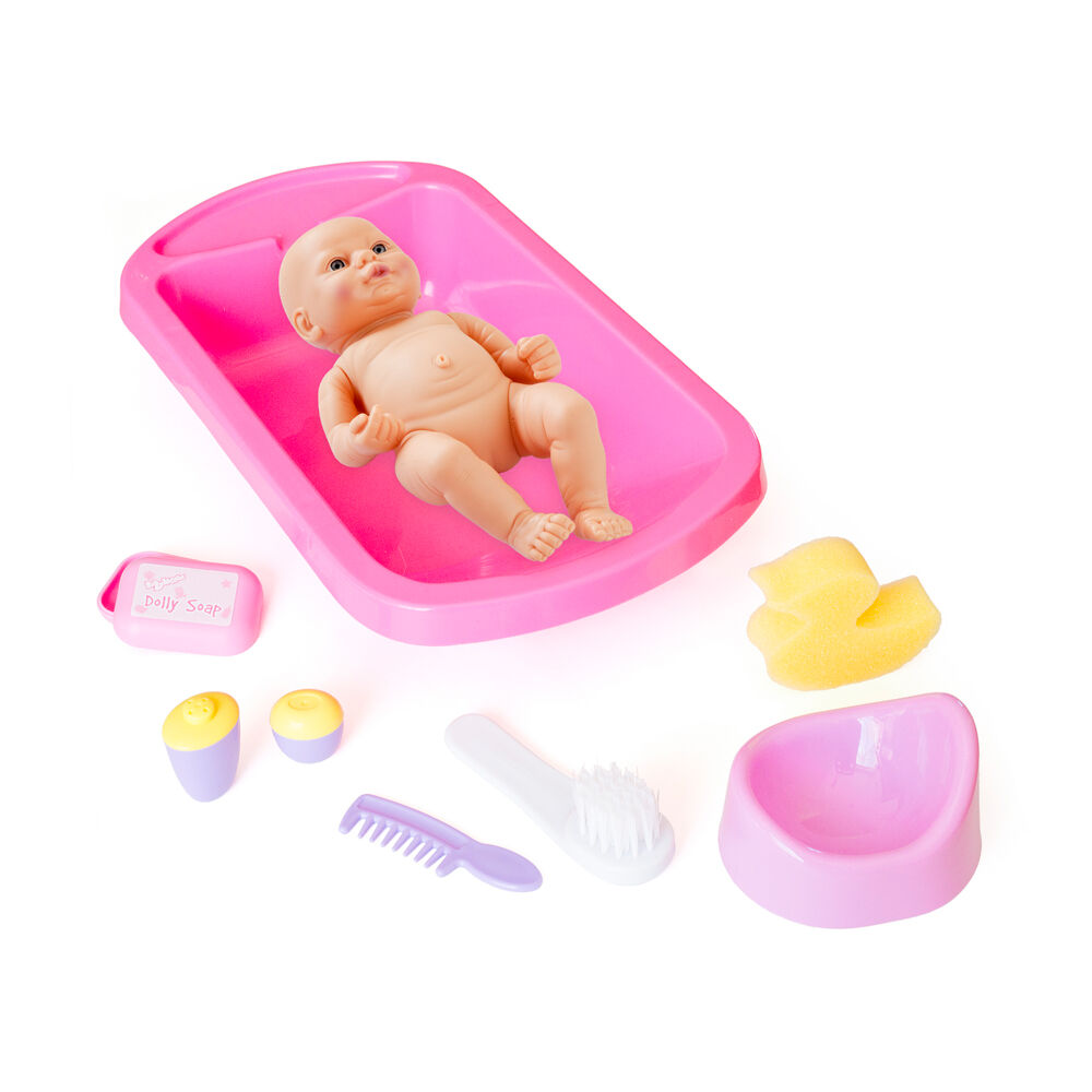 Casdon Baby Bath & Potty Set Role-play Doll Care Toy Kids Toddler 3y+ Pink