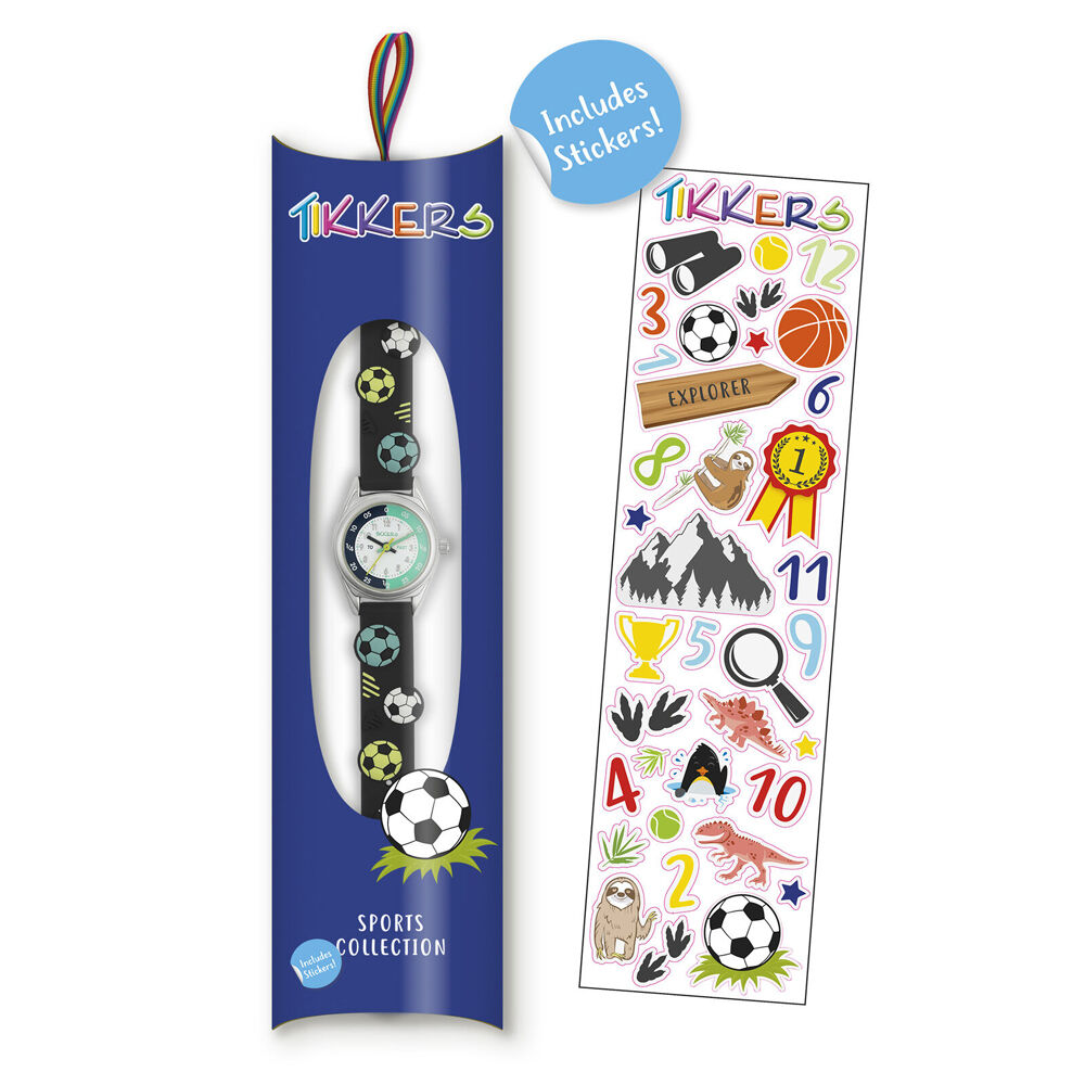 Tikkers Time Teacher Dial Soccer Design Watch w/ 3D Straps - Blue/Sky Blue