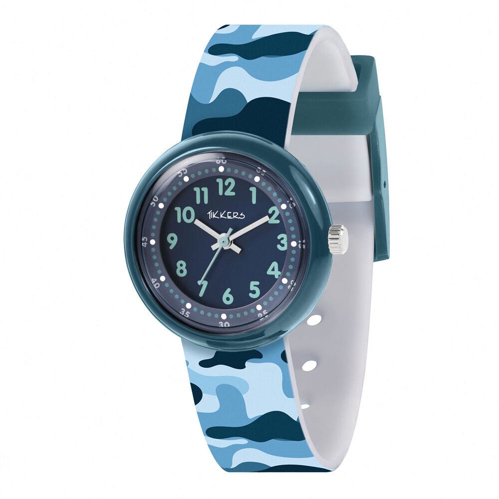 Tikkers Time Camouflage Dial Watch with Silicone Adjustable Straps - Blue