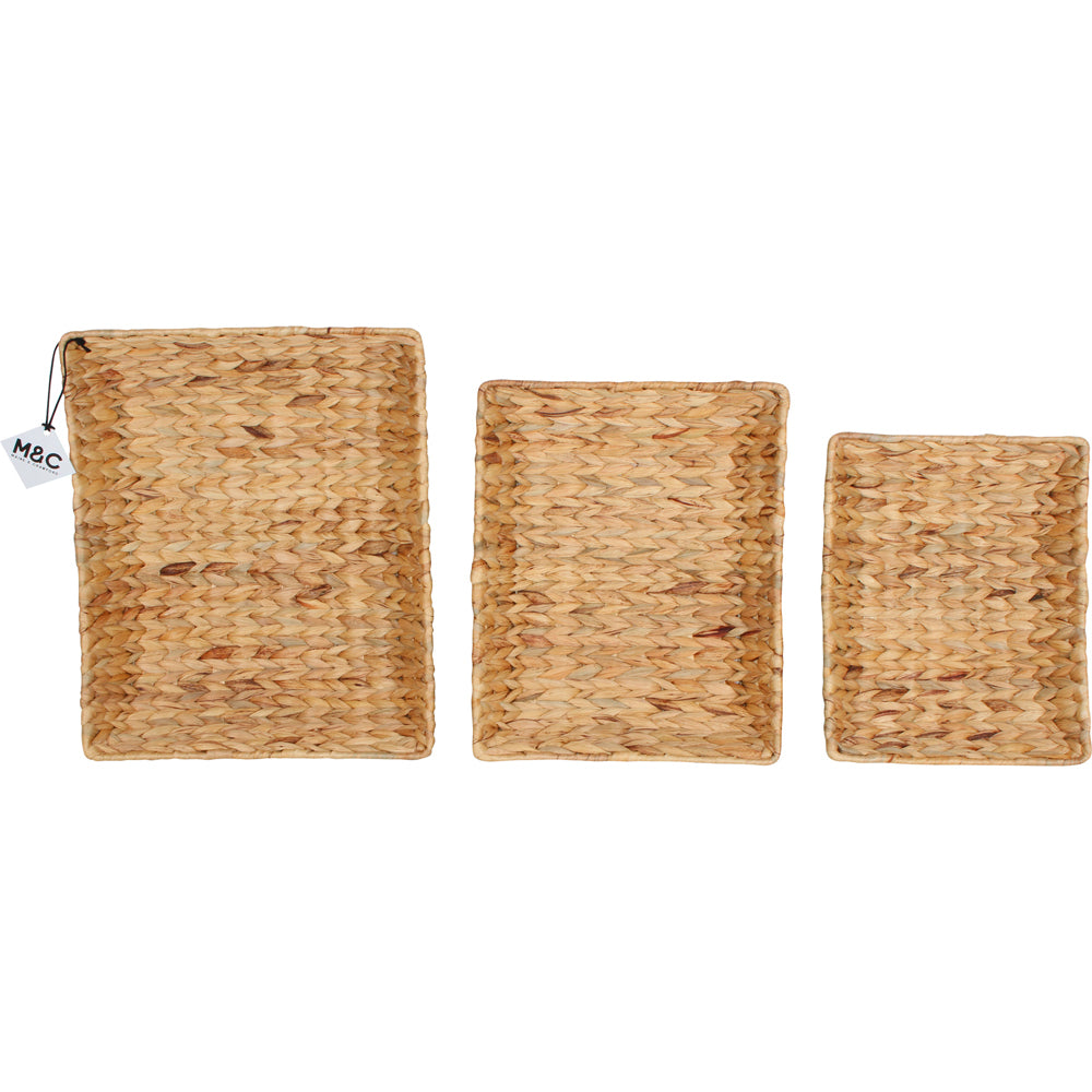 3pc Maine & Crawford Hyace Wire Basket Set Rectangle - Natural