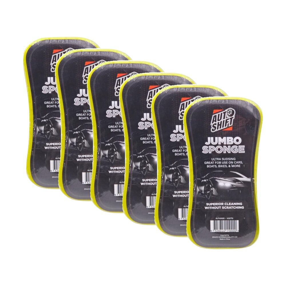 6PK AutoShift Jumbo Sponge Car Cleaning Accessory Anti-Scratch/Streak 22x10x6cm