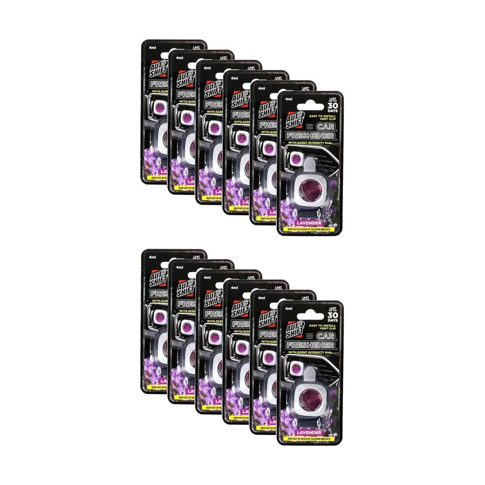 12PK AutoShift Car Air Freshener w/Vent Clip 30 Days 4ml Various Scents Assorted