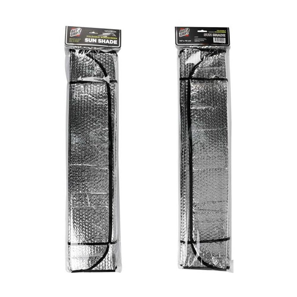 3PK AutoShift Foldable Windscreen Sunshade Vehicle Accessory 147x70cm Silver