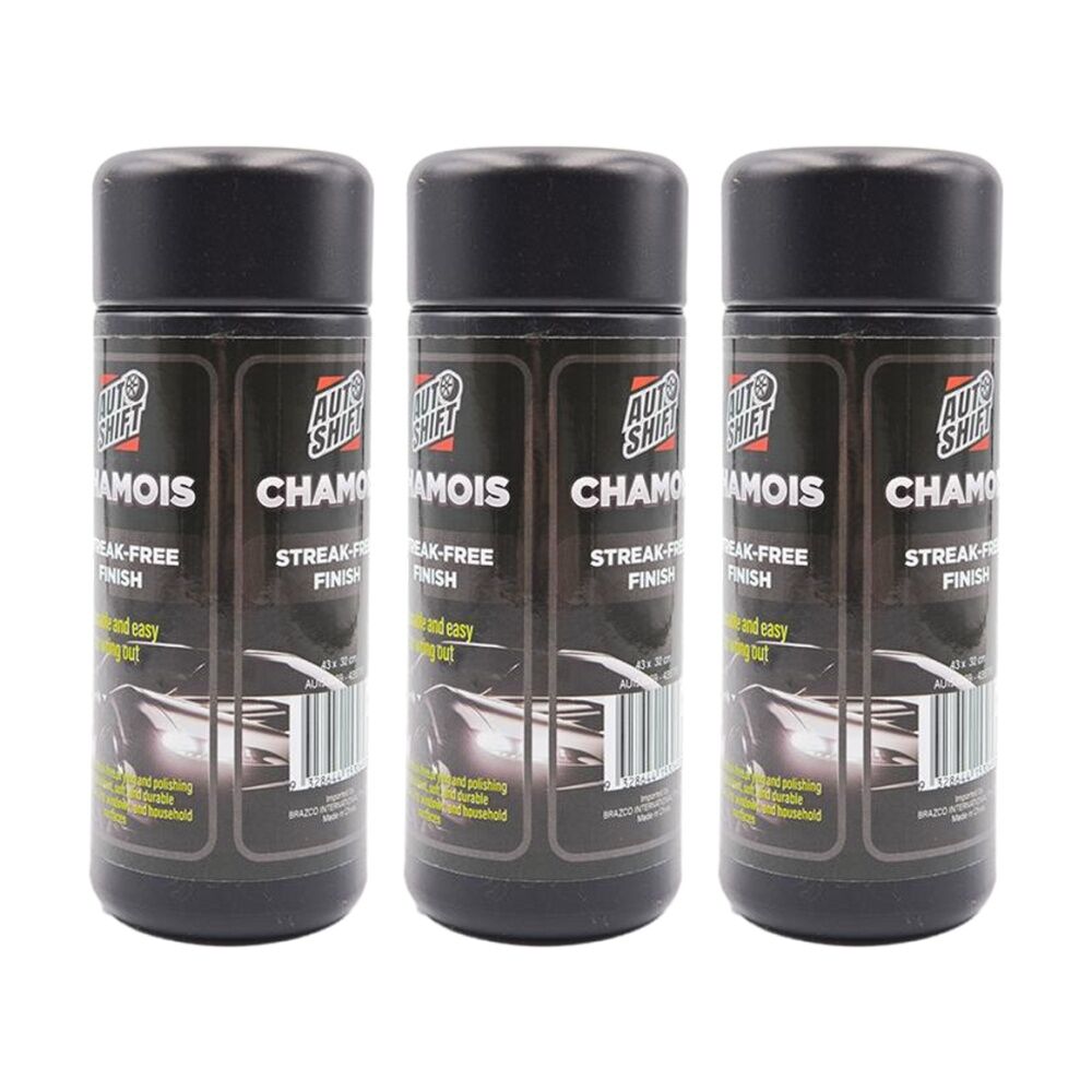 3PK AutoShift Ultra Absorbent Regular Car Cleaning Chamois/Cloth 43x32cm Black
