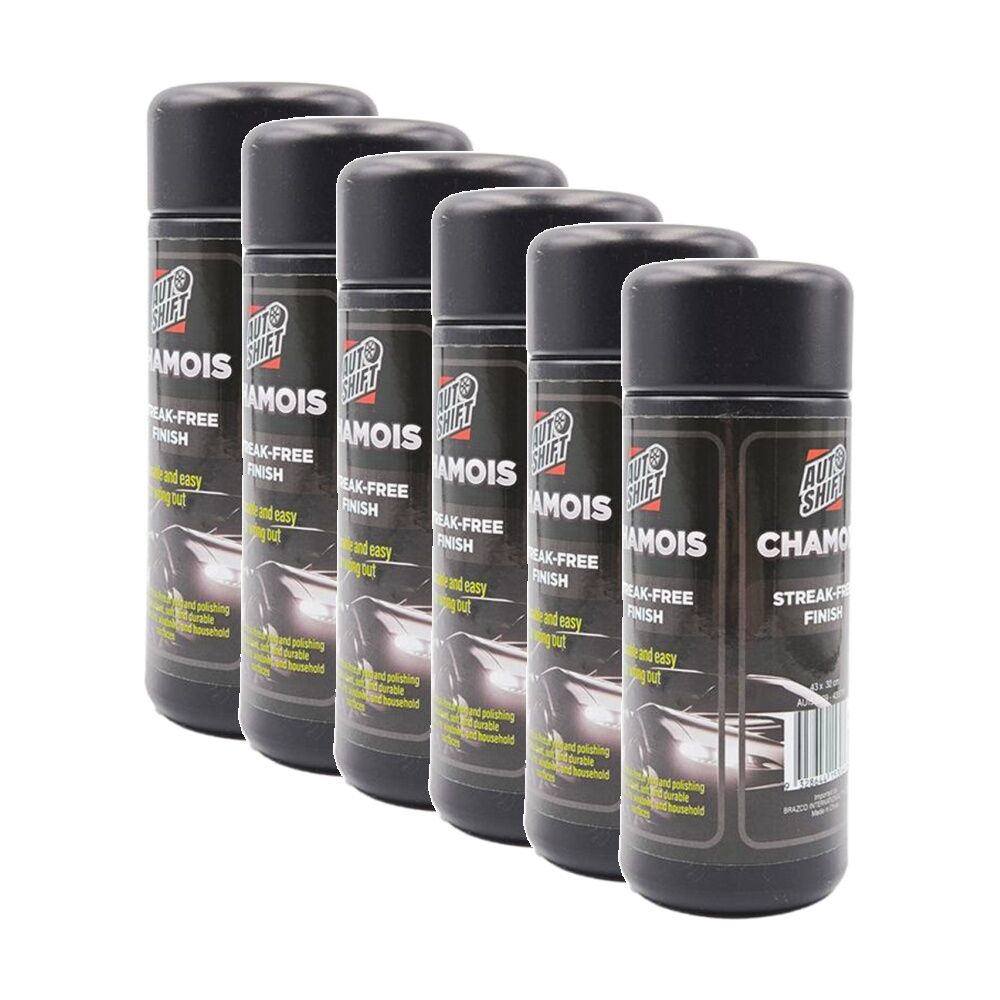 6PK AutoShift Ultra Absorbent Regular Car Cleaning Chamois/Cloth 43x32cm Black