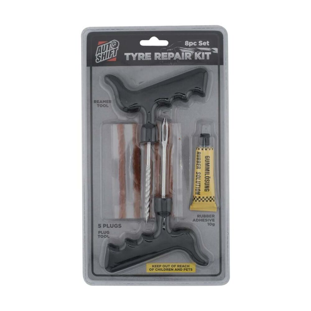 2x 8pc AutoShift Emergency Tyre Puncture Repair Kit w/5 Plugs 2 Tools & Glue
