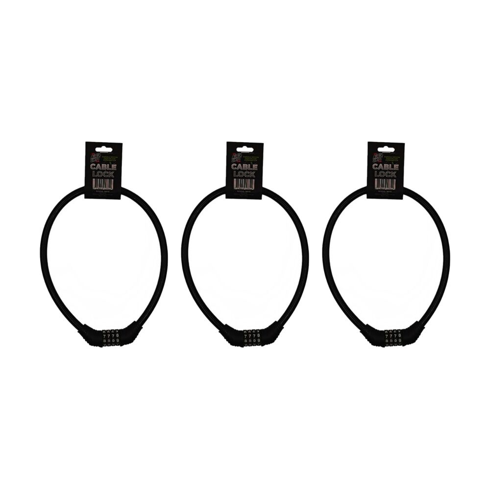 3PK AutoShift Cable Bicycle Lock 4 Digit Combination Security Cycling Accessory