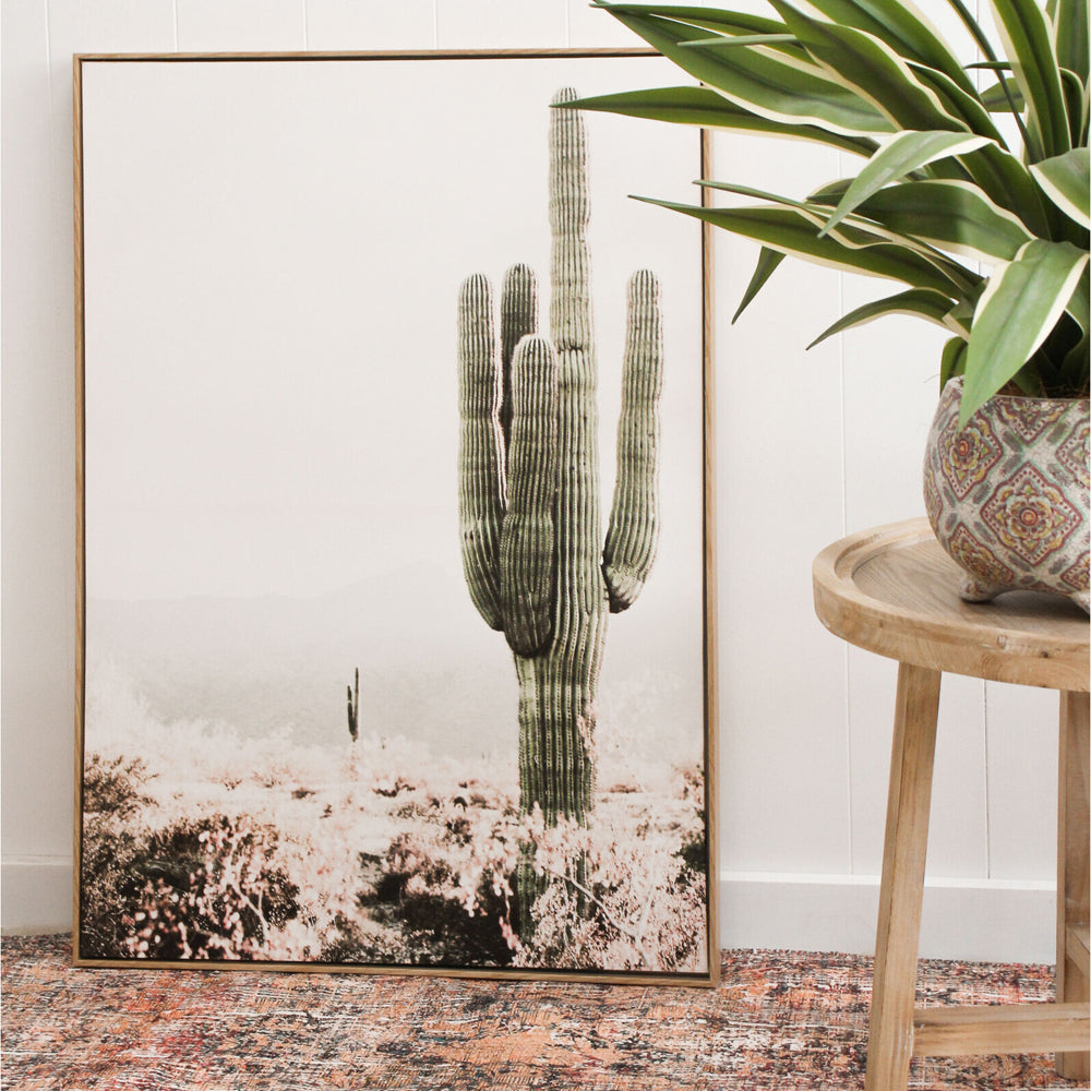 LVD Framed Canvas/Resin 70x100cm Cactus Wall Hanging Art