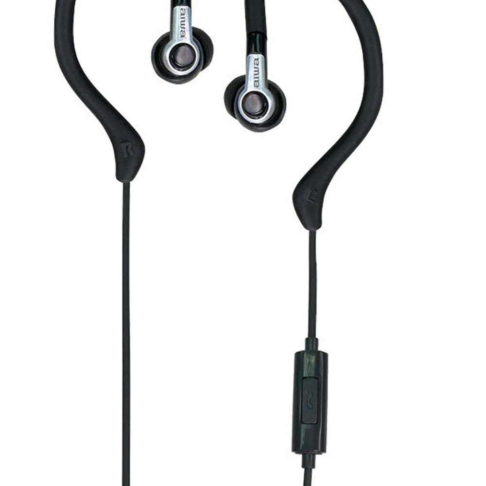 AIWA In-Ear Hook Gel Sports 1.2m Wired Earbuds Black