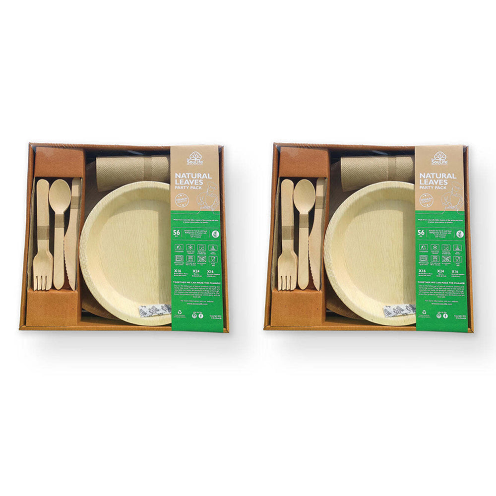 112pc EcoSouLife Areca Nut Leaf Round Party Pack - Beige