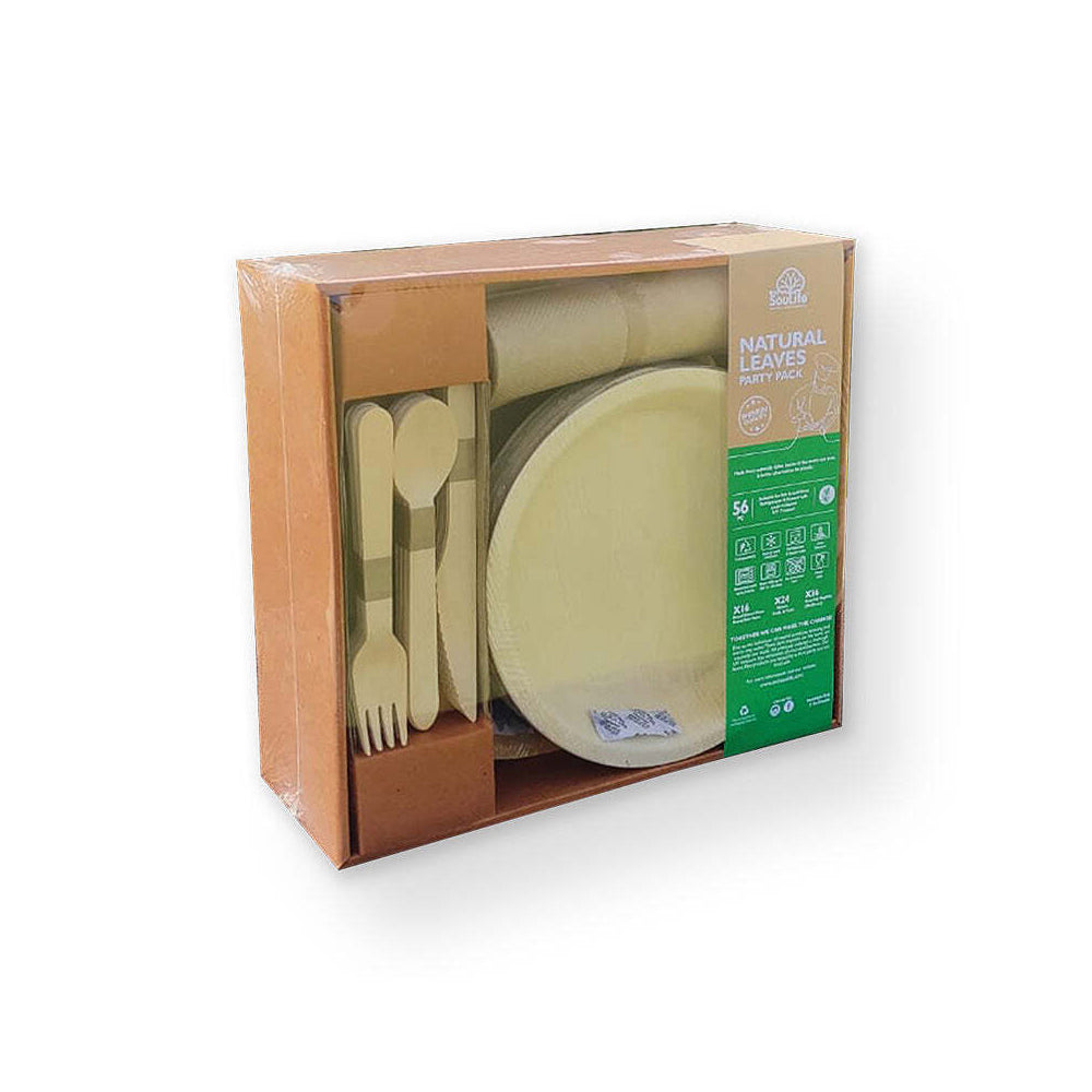 112pc EcoSouLife Areca Nut Leaf Round Party Pack - Beige
