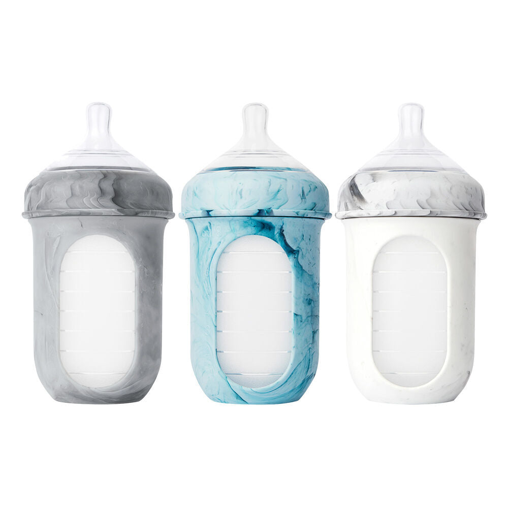 2x 3PK Boon Nursh Collapsible Silicone Baby Bottle Tie Dye 237ml 3 Months+
